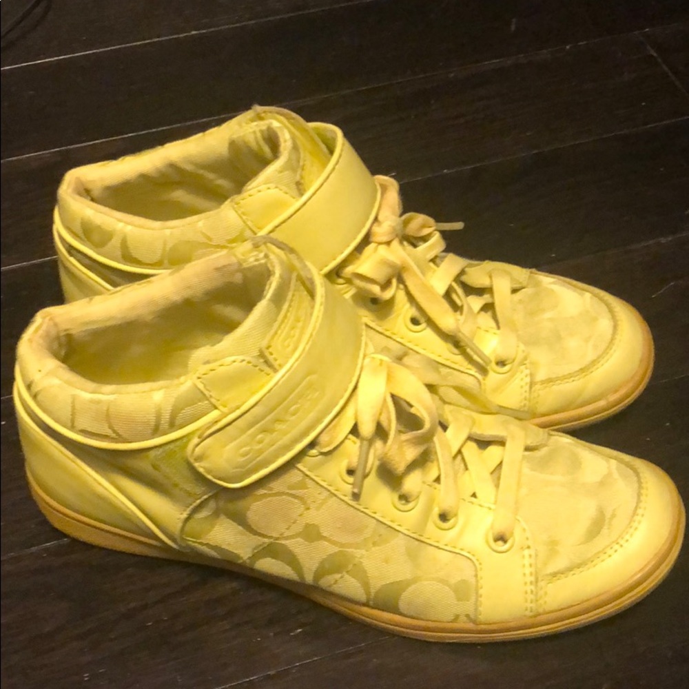 Yellow coach high top sneakers
